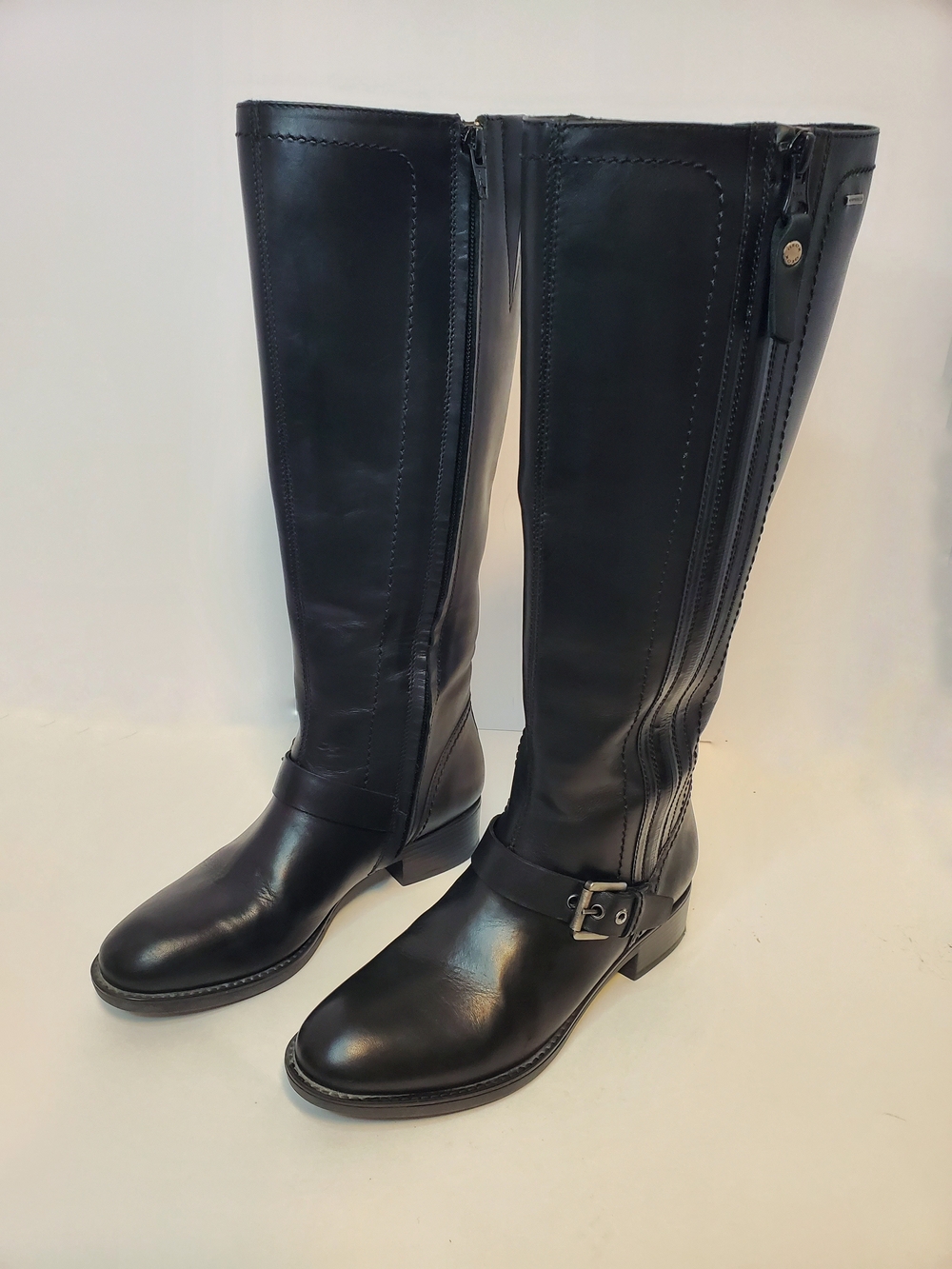 Geox Waterproof Black Leather Riding Boots - Women's, Size 6 - Picture 4 of 8